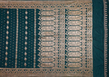 Load image into Gallery viewer, Peacock Blue Pure Satin Silk Cut Work Saree | Banarasi Collection