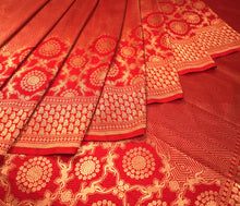 Load image into Gallery viewer, Red Pure Silk Brocade Weave Saree | Banarasi Collection