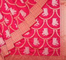 Load image into Gallery viewer, Pink Pure Silk With Shikargah Saree | Banarasi Collection