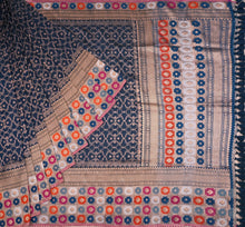 Load image into Gallery viewer, Blue Katan Silk With Rankat Border And All Over Jaal Saree | Banarasi Collection