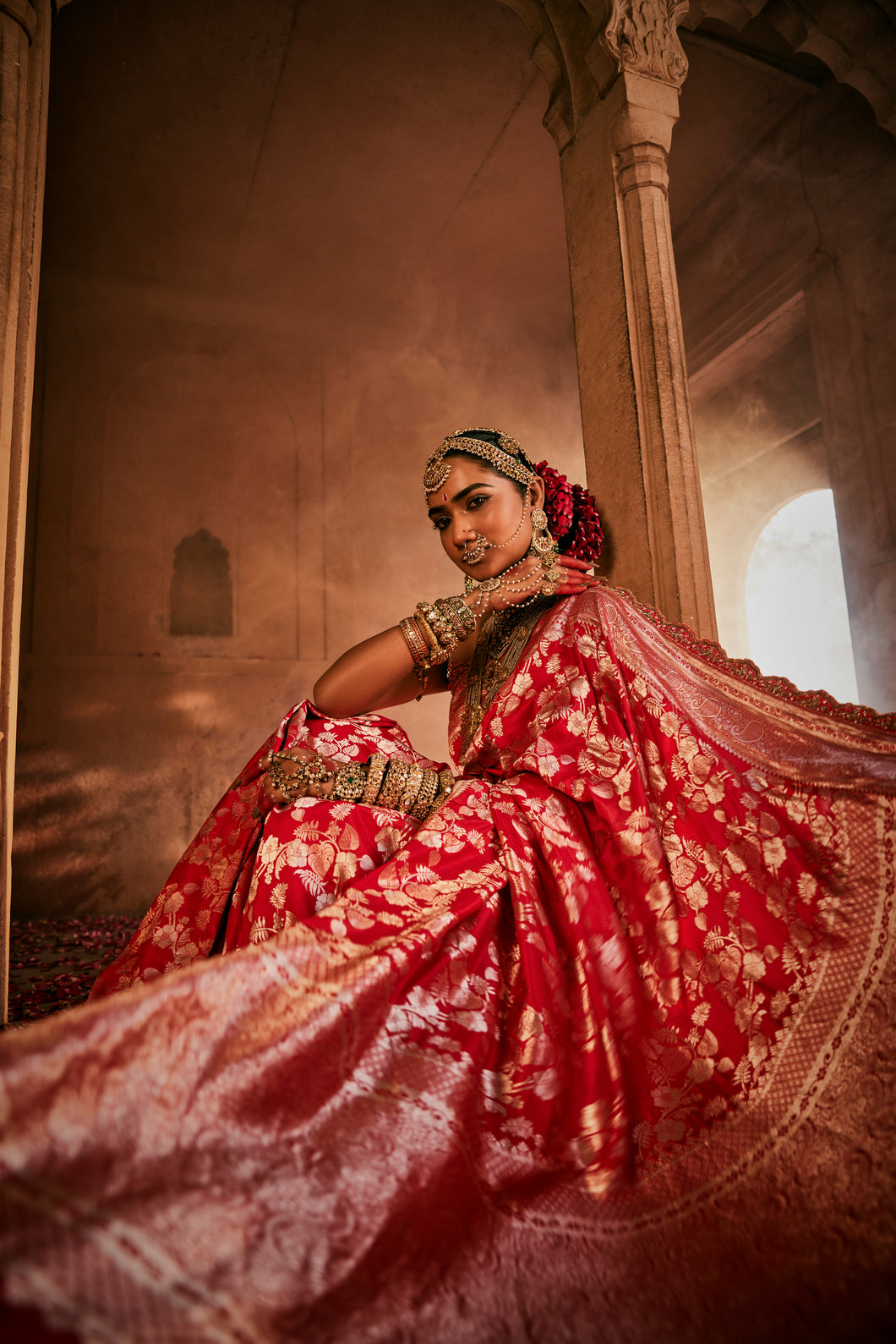 Shop Banarasi Pure Red Silk RB 935 | Exquisite Handwoven Sarees