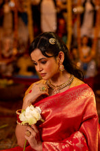 Load image into Gallery viewer, Pure Silk Brocade Banarasi Saree | Sindhoor Khela Edit