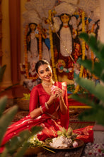 Load image into Gallery viewer, Lightweight Banarasi Silk Saree | Sindhoor Khela Edit