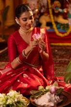 Load image into Gallery viewer, Lightweight Banarasi Silk Saree | Sindhoor Khela Edit