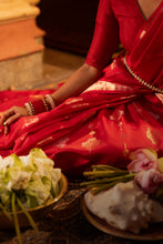 Load image into Gallery viewer, Lightweight Banarasi Silk Saree | Sindhoor Khela Edit