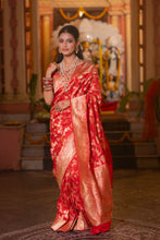 Load image into Gallery viewer, Pure Katan Silk Cut Work Banarasi Saree | Sindhoor Khela Edit