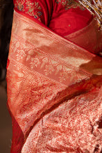 Load image into Gallery viewer, Pure Katan Silk Cut Work Banarasi Saree | Sindhoor Khela Edit