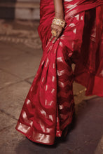 Load image into Gallery viewer, Lightweight Banarasi Silk Saree | Sindhoor Khela Edit