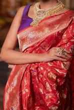 Load image into Gallery viewer, Kadwa Meenakari Banarasi Saree | Sindhoor Khela Edit