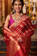 Load image into Gallery viewer, Meenakari Butta Banarasi Saree | Sindhoor Khela Edit