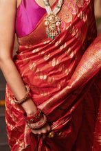 Load image into Gallery viewer, Meenakari Butta Banarasi Saree | Sindhoor Khela Edit