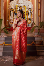 Load image into Gallery viewer, Meenakari Butta Banarasi Saree | Sindhoor Khela Edit