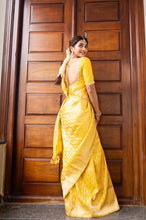 Load image into Gallery viewer, Banarasi Satin Silk Yellow R 8151