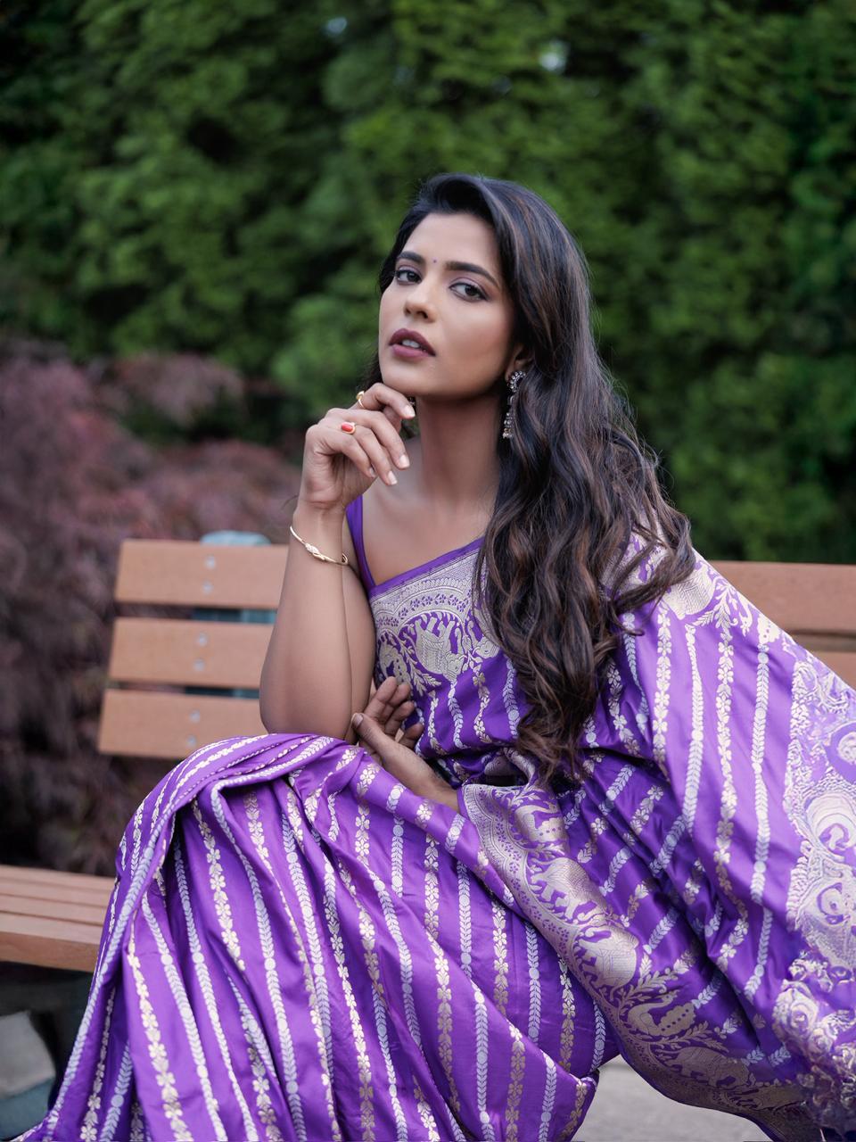 Aishwarya Rajesh - Katan Silk Saree with Kadwa Border | Sona Zari Weave