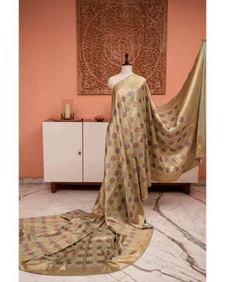 Pastel Tone Meenakari Brocade Banarasi Silk Saree